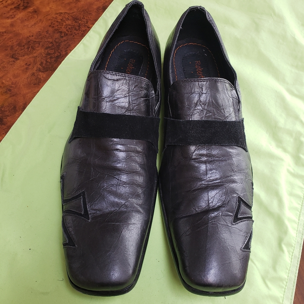 ROBERT WAYNE Black Leather Men's Shoes SIZE 10.5